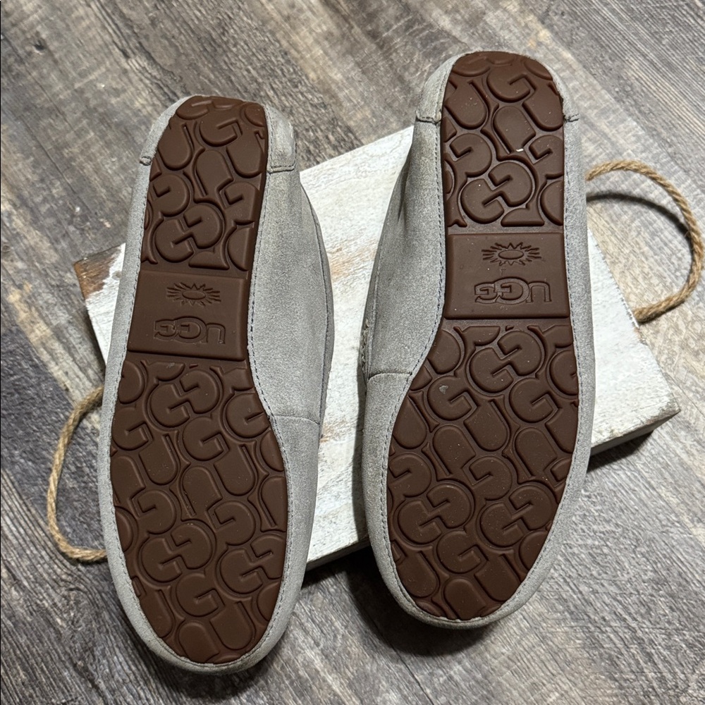 UGG Women’s Ansley Gray Slipper - rubber bottom. Size 11 -RUNS SMALL - Picture 5 of 14